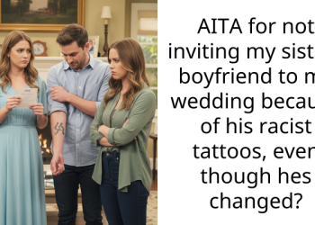 AITA for not inviting my sisters boyfriend to my wedding because of his r***st tattoos, even though hes changed?