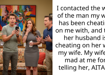 I contacted the wife of the man my wife has been cheating on me with, and told her husband is cheating on her with my wife. My wife is mad at me for telling her, AITAH?