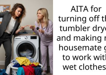 AITA for turning off the tumbler dryer and making my housemate go to work with wet clothes?