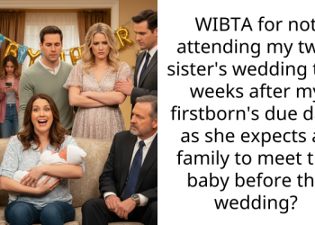 WIBTA for not attending my twin sister’s wedding two weeks after my firstborn’s due date as she expects all family to meet the baby before the wedding?