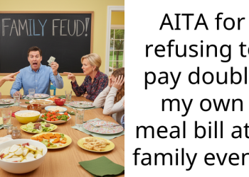 AITA for refusing to pay double my own meal bill at a family event?