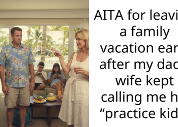 AITA for leaving a family vacation early after my dad’s wife kept calling me his “practice kid”?