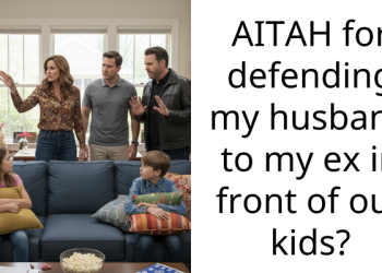 AITAH for defending my husband to my ex in front of our kids?