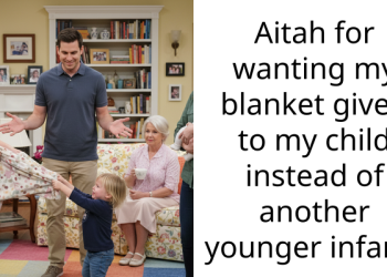 Aitah for wanting my blanket given to my child instead of another younger infant?