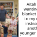 Aitah for wanting my blanket given to my child instead of another younger infant?