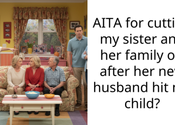 AITA for cutting my sister and her family off after her new husband hit my child?