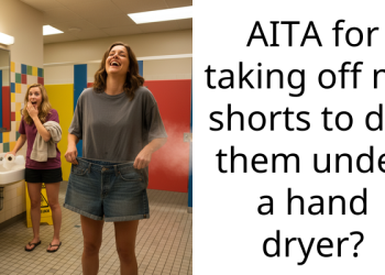 AITA for taking off my shorts to dry them under a hand dryer?