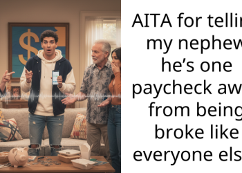 AITA for telling my nephew he’s one paycheck away from being broke like everyone else?