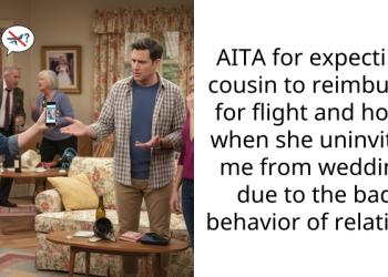 AITA for expecting cousin to reimburse for flight and hotel when she uninvited me from wedding due to the bad behavior of relatives