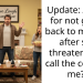 Update: AITAH for not going back to my wife after she threatened to call the cops on me??