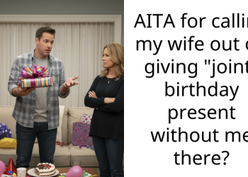 AITA for calling my wife out on giving “joint” birthday present without me there?