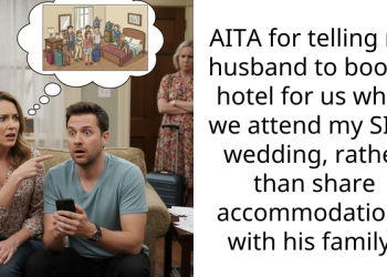 AITA for telling my husband to book a hotel for us while we attend my SIL’s wedding, rather than share accommodations with his family?