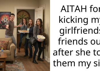 AITAH for kicking my girlfriends friends out after she told them my size