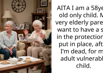 AITA I am a 58year old only child. My very elderly parents want to have a say in the protections I put in place, after I’m dead, for my adult vulnerable child.