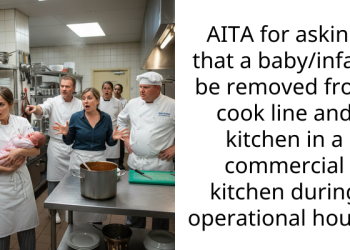 AITA for asking that a baby/infant be removed from cook line and kitchen in a commercial kitchen during operational hours?