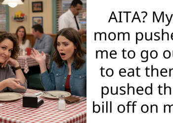 AITA? My mom pushed me to go out to eat then, pushed the bill off on me.