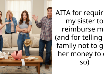 AITA for requiring my sister to reimburse me (and for telling my family not to give her money to do so)