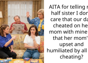 AITA for telling my half sister I don’t care that our dad cheated on her mom with mine or that her mom’s upset and humiliated by all the cheating?
