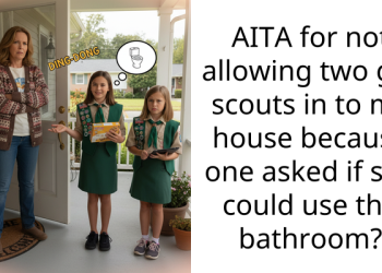 AITA for not allowing two girl scouts in to my house because one asked if she could use the bathroom?