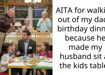 AITA for walking out of my dad’s birthday dinner because he made my husband sit at the kids table?