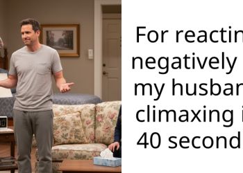 For reacting negatively to my husband climaxing in 40 seconds.
