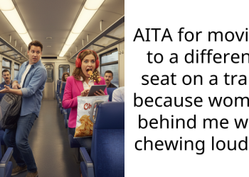 AITA for moving to a different seat on a train because woman behind me was chewing loudly?