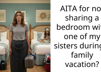 AITA for not sharing a bedroom with one of my sisters during a family vacation?