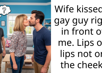 Wife kissed a gay guy right in front of me. Lips on lips not on the cheek.