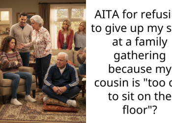 AITA for refusing to give up my seat at a family gathering because my cousin is “too old to sit on the floor”?