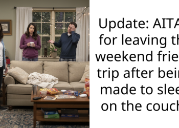 Update: AITAH for leaving the weekend friend trip after being made to sleep on the couch?