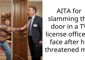 AITA for slamming the door in a TV license officer’s face after he threatened me?