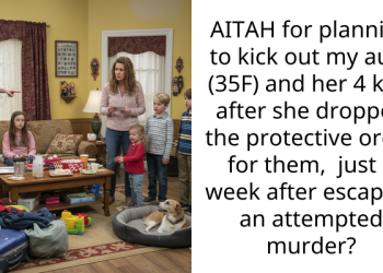 AITAH for planning to kick out my aunt (35F) and her 4 kids after she dropped the protective order for them, just a week after escaping an attempted m***er?