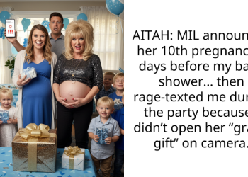 AITAH: MIL announced her 10th pregnancy 2 days before my baby shower… then rage-texted me during the party because I didn’t open her “grand gift” on camera.