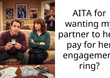 AITA for wanting my partner to help pay for her engagement ring?