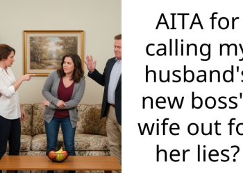 AITA for calling my husband’s new boss’s wife out for her lies?