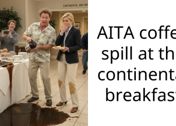 AITA coffee spill at the continental breakfast
