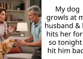 My dog growls at my husband & he hits her for it so tonight I hit him back