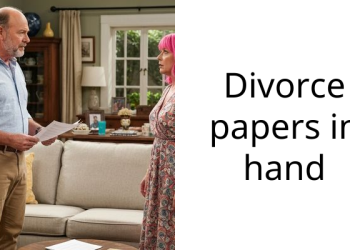 Divorce papers in hand