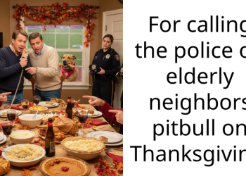 For calling the police on elderly neighbors pitbull on Thanksgiving