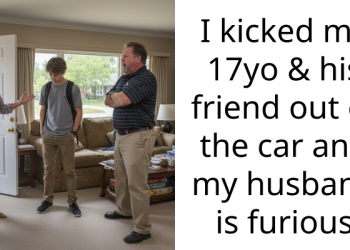 I kicked my 17yo & his friend out of the car and my husband is furious