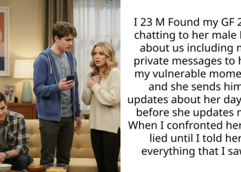 I 23 M Found my GF 23 F chatting to her male BFF about us including my private messages to her, my vulnerable moments and she sends him updates about her day first before she updates me. When I confronted her she lied until I told her everything that I saw.