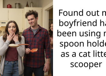 Found out my boyfriend has been using my spoon holder as a cat litter scooper
