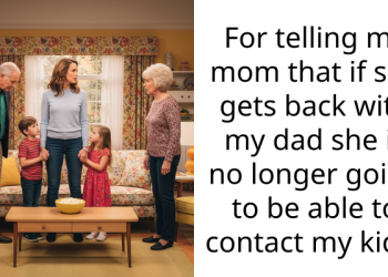 For telling my mom that if she gets back with my dad she is no longer going to be able to contact my kids?