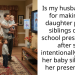 Is my husband TAH for making my daughter put her siblings on her school presentation after she intentionally left out her baby siblings in her presentation.