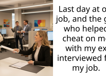 Last day at old job, and the girl who helped cheat on me with my ex interviewed for my job.