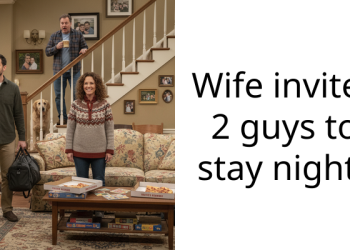 Wife invites 2 guys to stay night?
