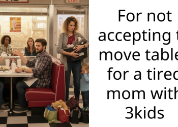 For not accepting to move tables for a tired mom with 3kids