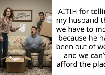 AITIH for telling my husband that we have to move because he had been out of work and we can’t afford the place?