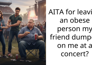 AITA for leaving an obese person my friend dumped on me at a concert?