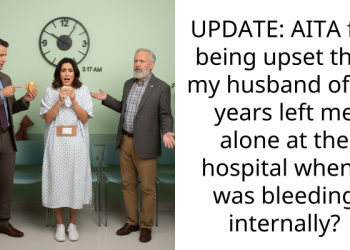 UPDATE: AITA for being upset that my husband of 18 years left me alone at the hospital when I was bleeding internally?